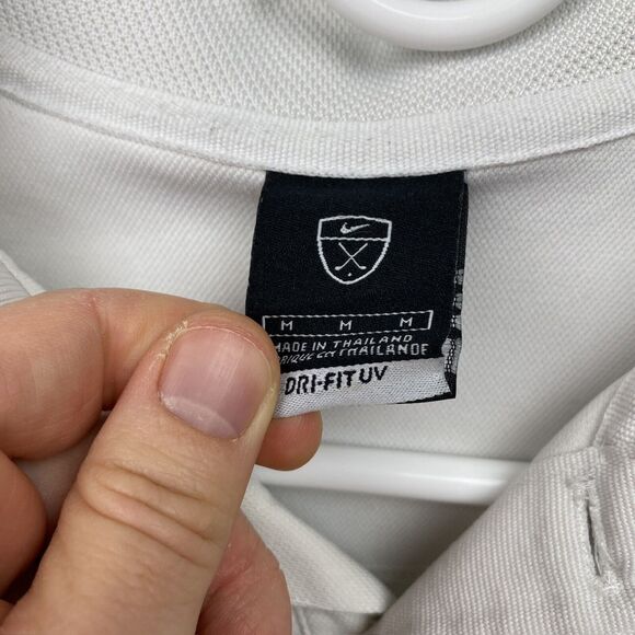 Nike Golf Men Polo Shirt Medium M White Logo Embroidered Short Sleeve Dri Fit UV - Picture 3 of 10